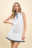 CD05707-Motion Contrast Trim Accent Athleisure Dress: White / M