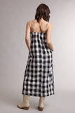 SPAGHETTI STRAP GINGHAM MIDI DRESS / WL26-13738: SAGE/WHITE / M