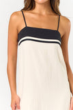 ILD4630 CONTRAST STRIPED MIDI DRESS : CREAM-BLACK / L