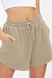 Plain High Waist Drawstring Shorts ZZKF805: Gray / XL