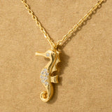 Mini Sea Horse Pendant Necklace: G