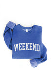 WEEKEND Graphic Sweatshirt: LIGHT BLUE / L