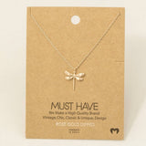 Gold Dipped Dragonfly Pendant Necklace: G