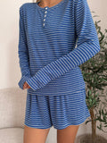 Striped Soft Button  Loungewear Shorts: Small / Shorts