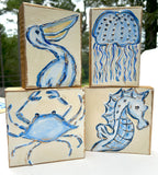 Blue Crab | coastal beach nautical ocean blue and white