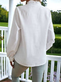 Textured Striped Ruffle Detail Shirt: Blue / Large 8-10