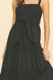 CONTRAST EYELET DETAILED MAXI DRESS - 6086D: Black / S