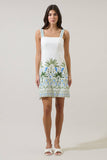 Senara Floral Sally Mini Dress: WHT-GRN-MUL / S
