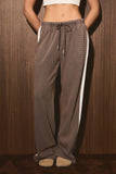 MID RISE THERMAL STRIPE PANTS: DUSTY BLUE / S