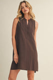 Sleeveless Stand Collar Shift Dress
: DK.ESPRESSO / S