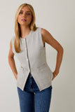 BUTTON DOWN KNIT VEST: H GREY / S