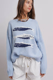 Graphic Oversized Drop-Shoulder Knit Sweater: IVORY / SM-ML:3-3