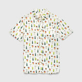 Joey s/s cocktail print shirt: L / White