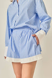 Striped Boyfriend Shorts: BLUE/ WHITE STRIPE / L