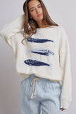 Graphic Oversized Drop-Shoulder Knit Sweater: IVORY / SM-ML:3-3