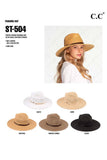 C.C Faux Leather String Straw Panama Hat: Brown