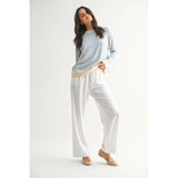 LINEN STRAIGHT PANTS / WL25-11555: WHITE / S