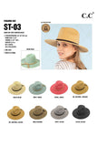 C.C Straw Panama Hat with Tied Ribbon: Gray/Black