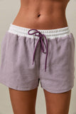 MID RISE STRIPE SHORTS: LT BLUE-CREAM STRIPE / S
