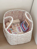Quilted Floral Storage Tote: Pink