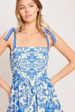 A printed woven midi dress - ID22381-A: IVORY BLUE / Contemporary / M