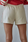 L8598B | Knit Cotton French Terry Wide Leg Shorts: Cream Olive / L