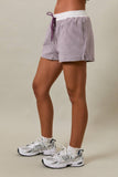 MID RISE STRIPE SHORTS: LT BLUE-CREAM STRIPE / M