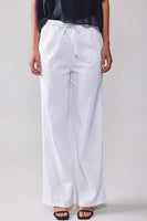 LINEN DRAWSTRING WAIST PANTS: WHITE / S-2/M-2/L-2