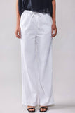 LINEN DRAWSTRING WAIST PANTS: WHITE / S-2/M-2/L-2