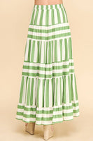 STRIPE TIERED MAXI SKIRT- 4257SE: Black / S