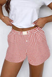 High Waist Plaid Shorts ZK1963: Yellow / S