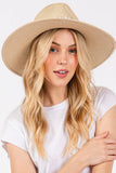 Aztec Tribal Pattern Band Straw Summer Sun Hat: Taupe
