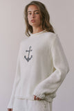 NSW2735-2 Coastal Anchor Knit Sweater: CREAM BLUE / S-M-L (3-2-1)