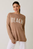 ROUND NECK LONG SLEEVE BEACH LIGHT WEIGHT SWEATER: WHITE-NAVY / S