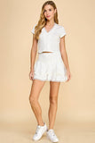 CT9199-Motion Pointelle Polka Dot Lace Trim Tank Top: White / L