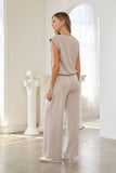 Brushed Modal Wide Leg Drawstring Pants: Taupe / XL