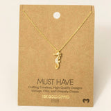 Mini Sea Horse Pendant Necklace: G