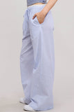 Stripe Boxer Wide Leg Pajama Pants: Baby Blue / S