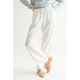 LINEN STRAIGHT PANTS / WL25-11555: WHITE / S