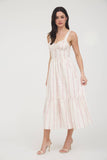 FLORAL STRIPE BUTTON DETAIL MAXI DRESS: BLUE MULTI