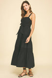 CONTRAST EYELET DETAILED MAXI DRESS - 6086D: Black / L