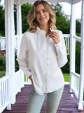 Textured Striped Ruffle Detail Shirt: Blue / Small 4-6