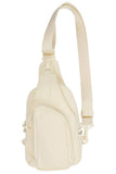 C.C Solid Crossbody Sling Bag: Beige