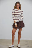 NC3882 Sausalito Soft Striped Cardigan: BEIGE MULTI / S-M-L (3-2-1)
