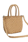 Braided Basket Weave Rattan Crossbody Beach Bag: Beige