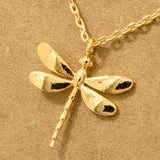 Gold Dipped Dragonfly Pendant Necklace: G