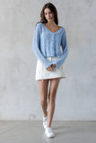 JT7701-SKY BLUE TEXTURED CARDIGAN: SKY BLUE / L