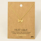 Gold Dipped Dragonfly Pendant Necklace: G