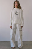 NSW2735-2 Coastal Anchor Knit Sweater: CREAM BLUE / S-M-L (3-2-1)