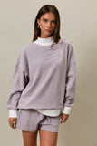MOCK NECK STRIPE SWEATSHIRTS TOP: SAGE-CREAM STRIPE / S
